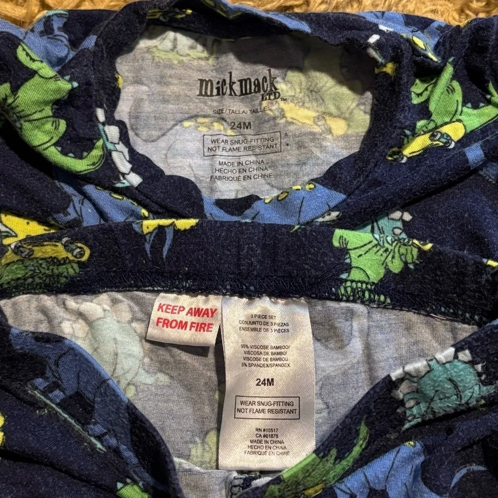 Bamboo Dinosaur PJs Print Kids Boys Pajama Set Viscose Buttery Soft 24 months